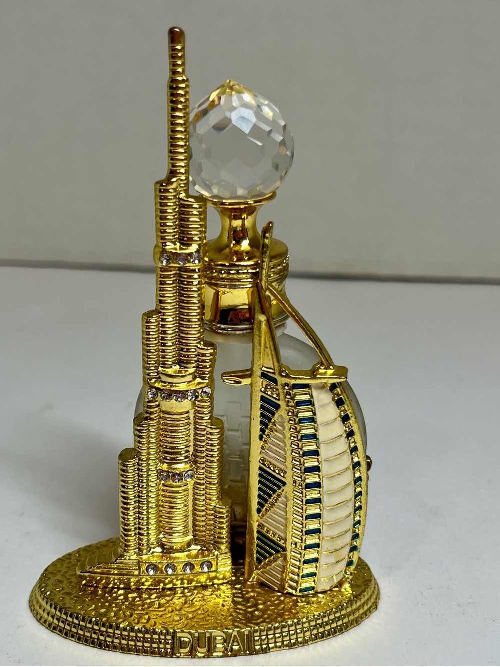 Empty Perfume Bottle: Mini Replica of Dubai's Burj Khalifa/Burj Al Arab on stand
